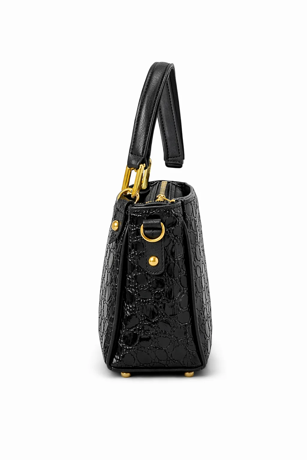 Sac Noir Bellasita – Cuir Texturé Crocodile