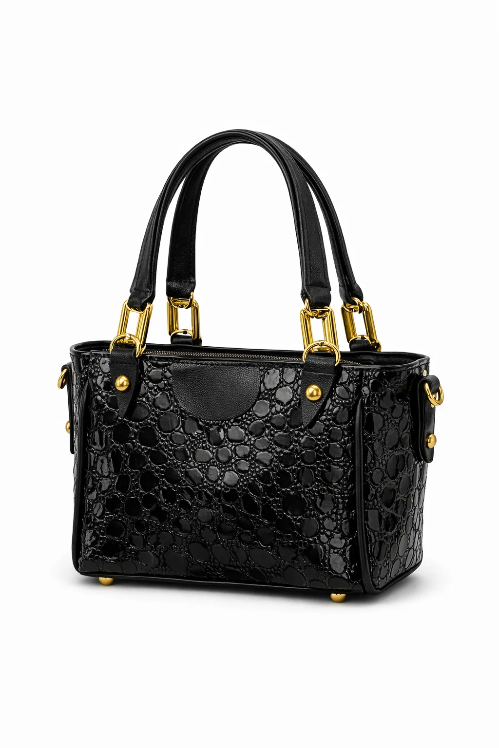 Sac Noir Bellasita – Cuir Texturé Crocodile