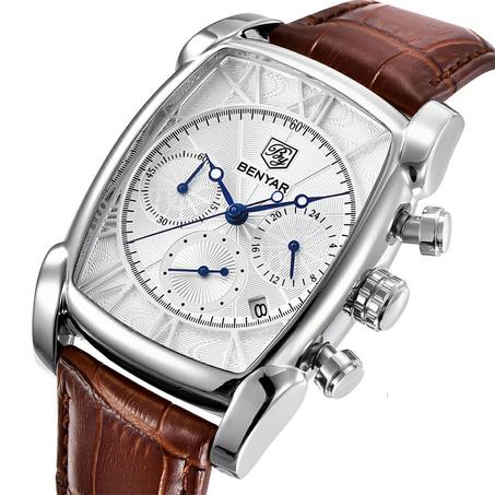 BENYAR BY-5113 Montre Homme Quartz Cuir