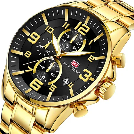 MINI FOCUS 0278G Noir Montre Homme Quartz Inoxydable