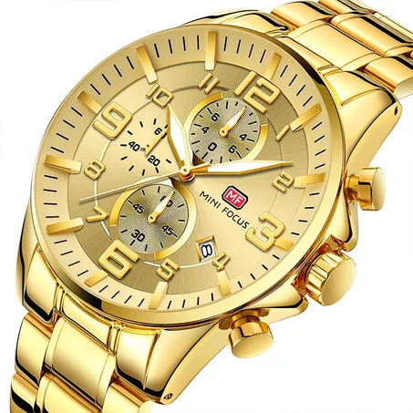 MINI FOCUS 0278G Or Montre Homme Quartz Inoxydable