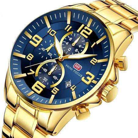 MINI FOCUS 0278G Bleu Montre Homme Quartz Acier
