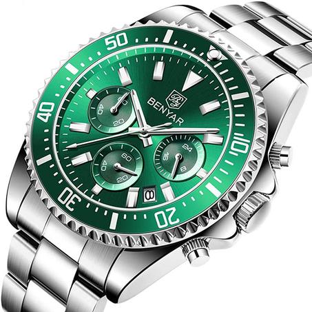 BENYAR BY5154 Bleu Montre Homme Quartz Acier