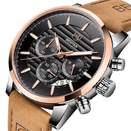 BENYAR BY5104 Montre Homme Quartz Chrongraph Cuir