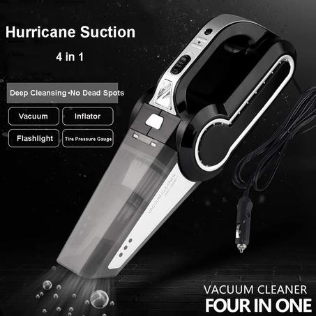 مكنسة كهربائية للسيارة 4 في 1 متعددة الوظائف ومنفاخ الإطارات الرطب والجاف ، شفط قوي مع كشاف