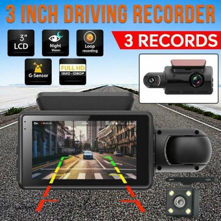 كاميرا Dash Cam ذات العدسة المزدوجة رؤية ليلية فائقة مع فلتر بالأشعة تحت الحمراء 2 عدسات بزاوية واسعة للغاية (مجال رؤية أفقي 90 درجة)