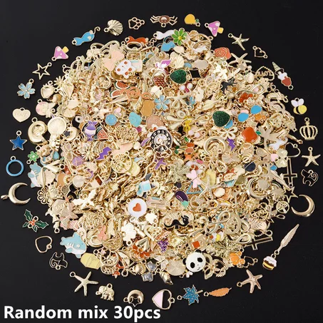 30pcs Mixed Metal Alloy Wings & Heart Key Charms – DIY Jewelry, Pendants, Crosses & Keychain Supplie