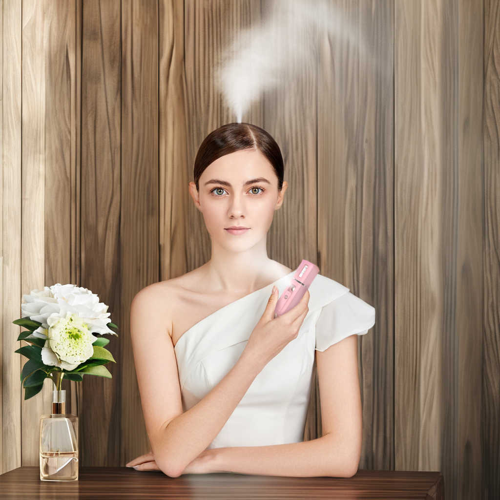 Pulvérisateur de brume de beauté à vapeur pour le visage, technologie Nano, caractéristiques d'éclairage, rouleaux de glace, Massages du visage, bouteille de pulvérisation à brume Fine