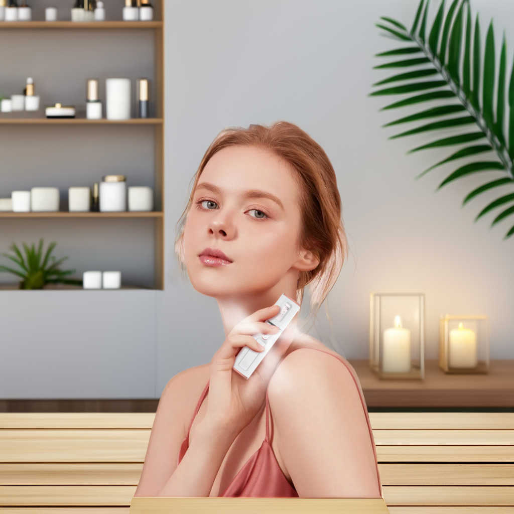 Pulvérisateur de brume de beauté à vapeur pour le visage, technologie Nano, caractéristiques d'éclairage, rouleaux de glace, Massages du visage, bouteille de pulvérisation à brume Fine