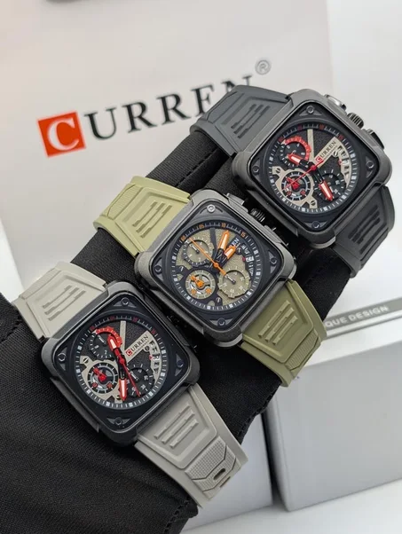 ساعة يد رياضية فاخرة CURREN ⌚ تصميم مربع عصري – للرجال العصريين