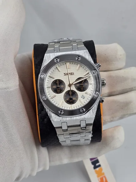 SKMEI – ساعة كرونوغراف فاخرة من الفولاذ المقاوم للصدأ مع تقويم وإضاءة