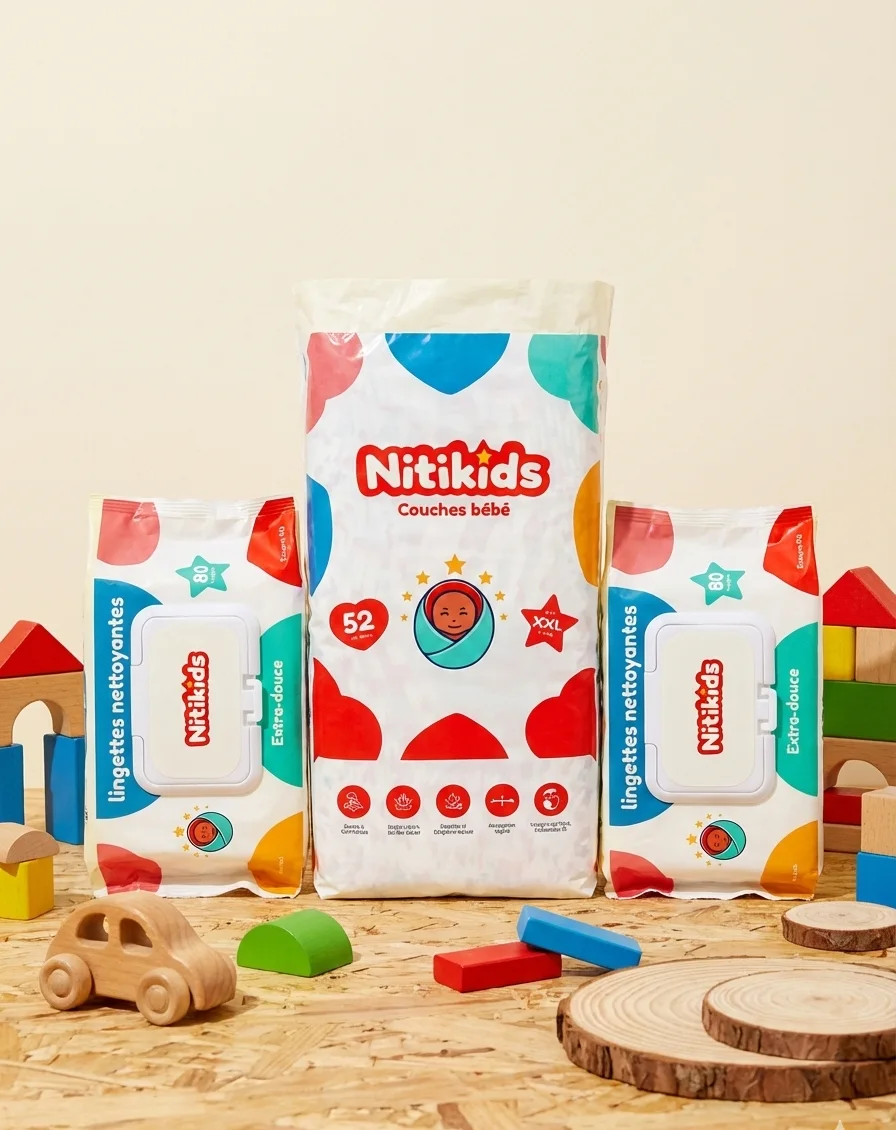 DUO COUCHES TAILLE XXL (15-25 KG) - 52 COUCHES + 160 LINGETTES NITIKIDS