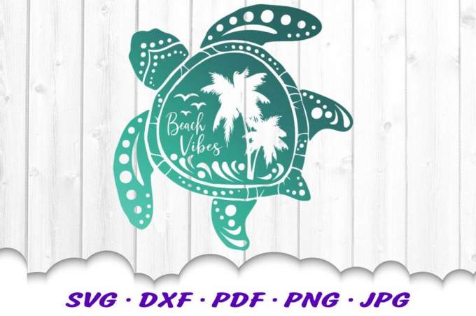 Beach Vibes Summer Turtle SVG Bundle