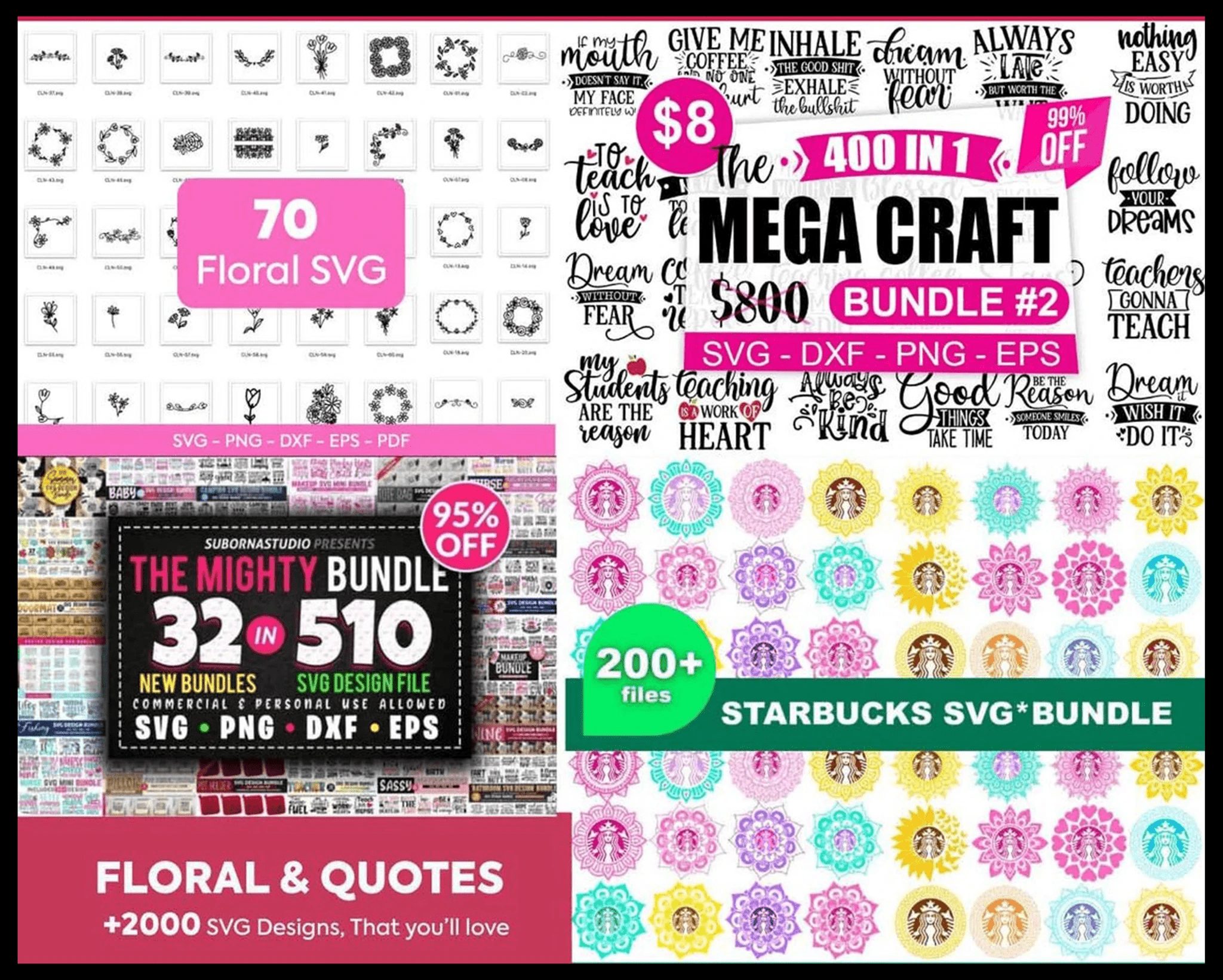 200,000 MEGA UNIQUE DESIGN SVG BUNDLE