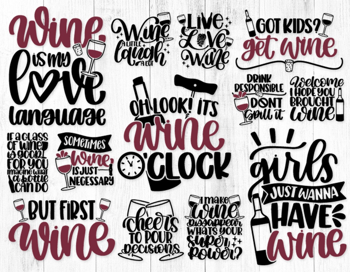 Wine Svg Bundle For Cricut| Wine Glass Svg | Svg Quotes