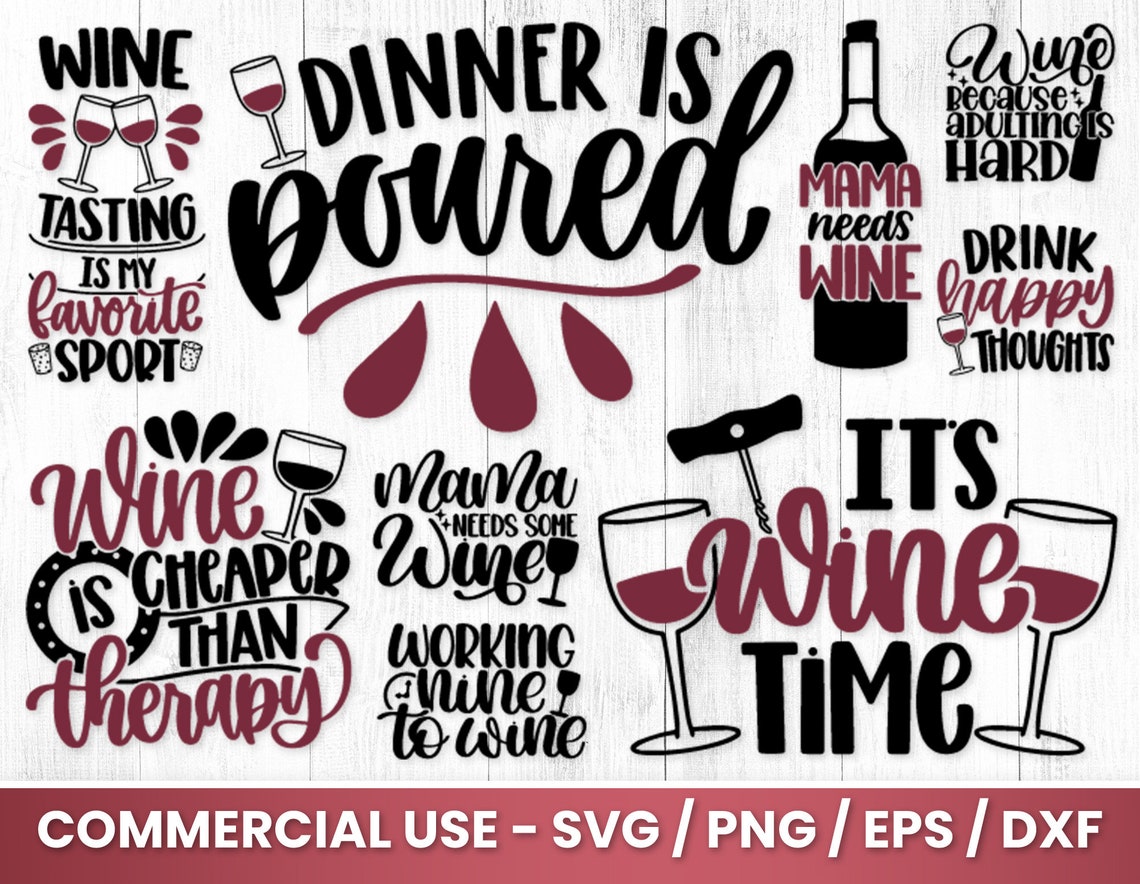 Wine Svg Bundle For Cricut| Wine Glass Svg | Svg Quotes