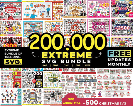 200,000 MEGA UNIQUE DESIGN SVG BUNDLE