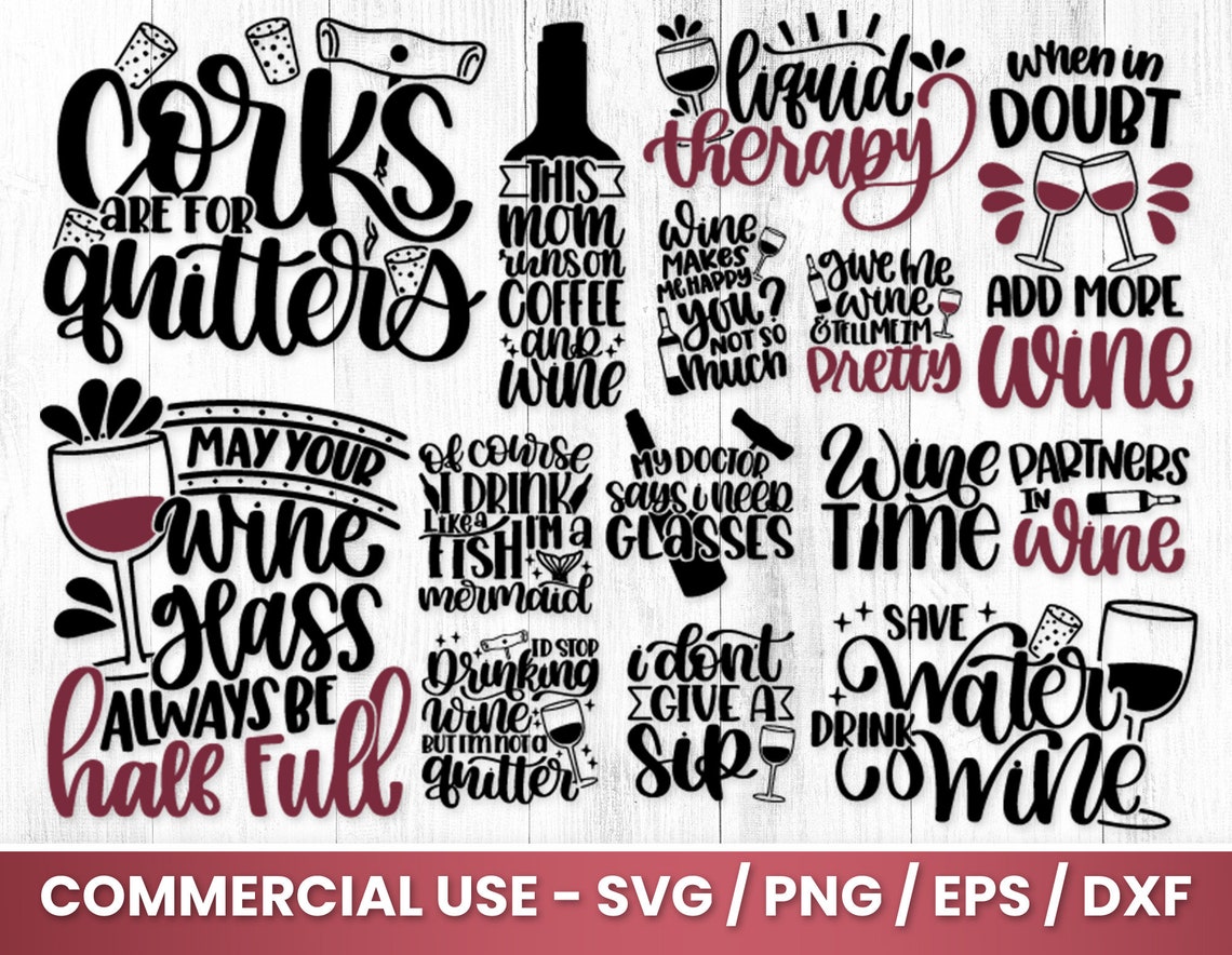 Wine Svg Bundle For Cricut| Wine Glass Svg | Svg Quotes