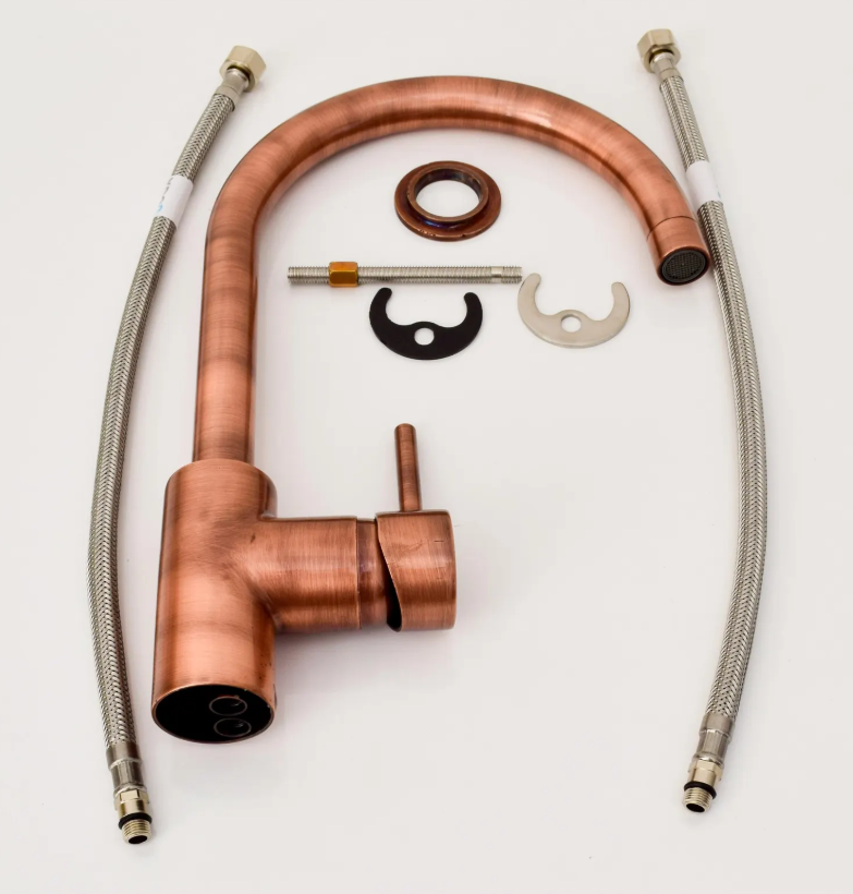 Swan Neck Unlacquered Copper faucet, Unlacquered Copper Bathroom Faucet, Island Faucet