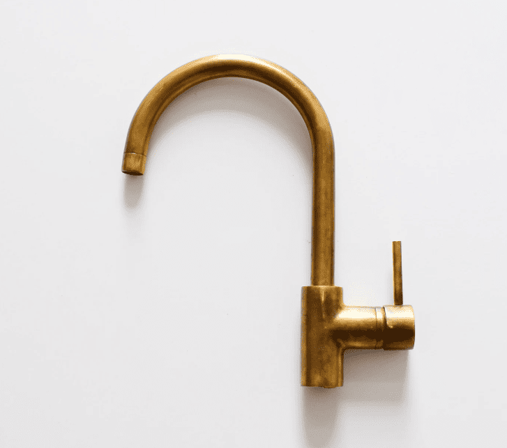 Swan Neck Unlacquered Brass faucet, Unlacquered Brass Bathroom Faucet, Island Faucet, Authentic Brass Sink Mixer Tap
