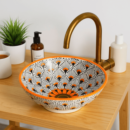 Moroccan ceramic  Sink - Artisanal Vanity Basin with Free Shipping