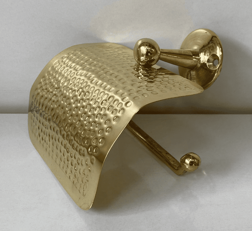 Brass Toilet Paper Holder, Handcrafted Powder Room Roll Holder Hammered