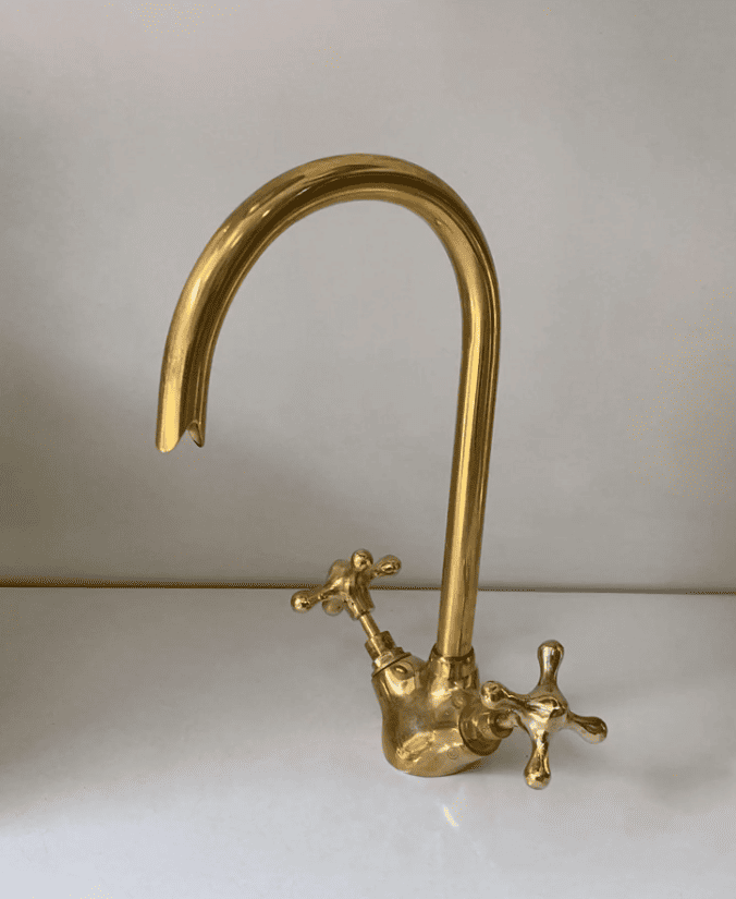 kitchen Brass faucet, Unlacquered Brass Bathroom Faucet, handmade Faucet