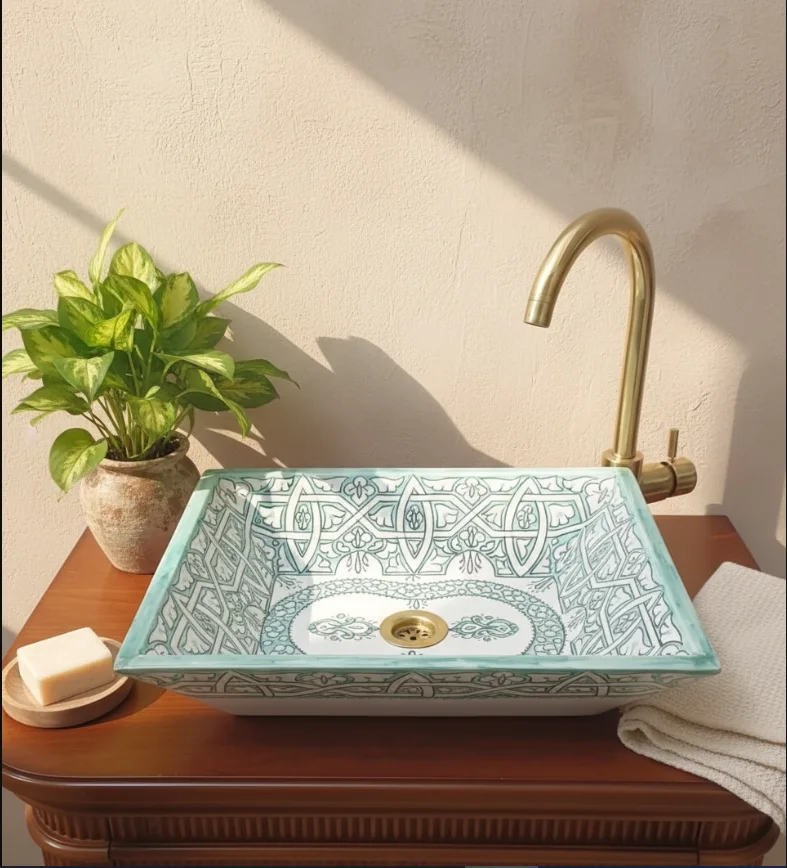 Moroccan Ceramic Sink -  handmade sink - Rectangular Sink free shipping