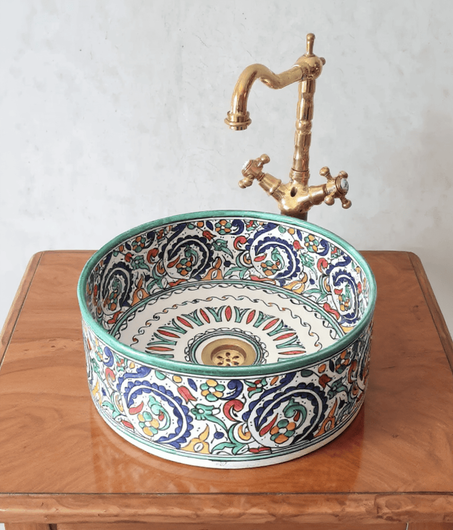 Moroccan Sink Washbasin Wash Basin Ceramic Handmade Hand Painted - Moroccan Pottery washbasin - free shipping