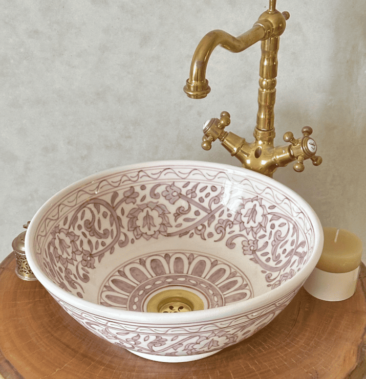 Luxury Moroccan Ceramic Basin | Hand-Painted Artisan Vanity Sink | Authentic Oriental Bathroom Fixture-free shipping