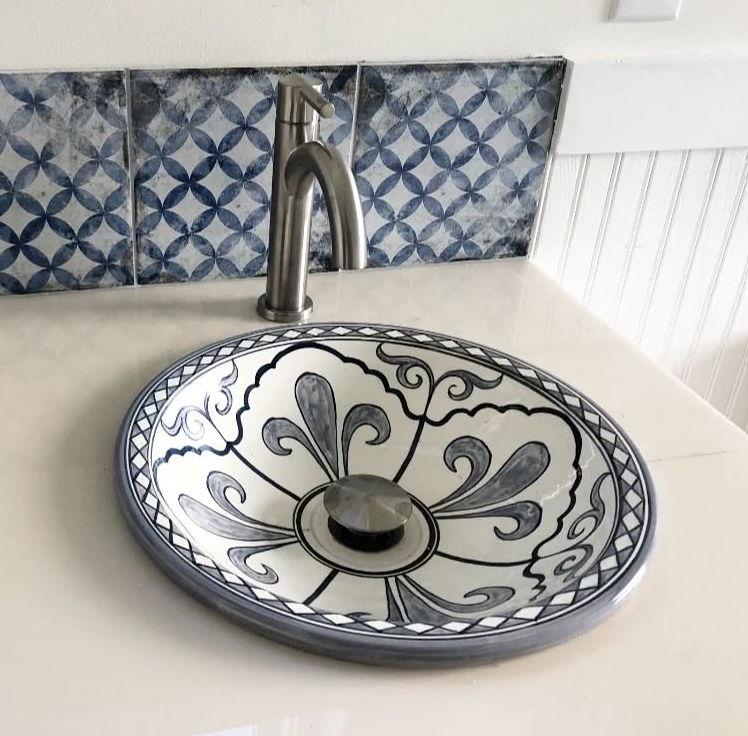 Authentic Moroccan Sink – Hand-Painted Ceramic Wash Basin | Boho Bathroom Decor