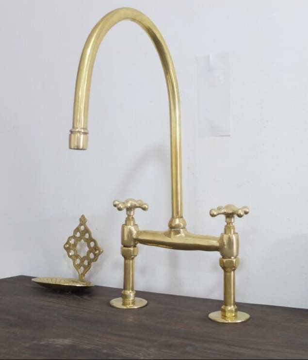 Brass Kitchen Faucet - Solid Brass Bridge Faucet free shipping