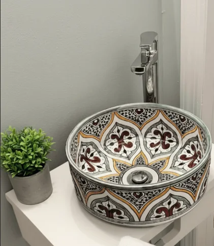Vessel Sink | Bathroom Basin – Handmade Moroccan Ceramic Sink  free shipping