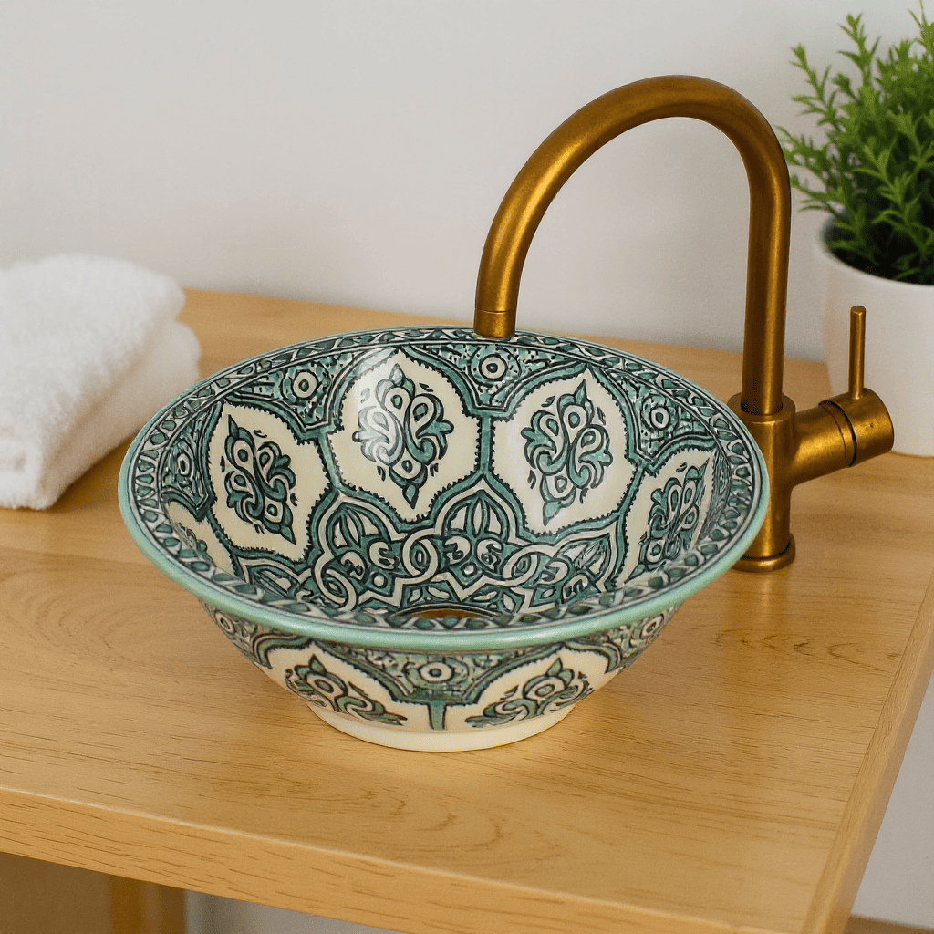 Moroccan Sink -  Ceramic Basin - Artisanal Bathroom Sink for Vanity