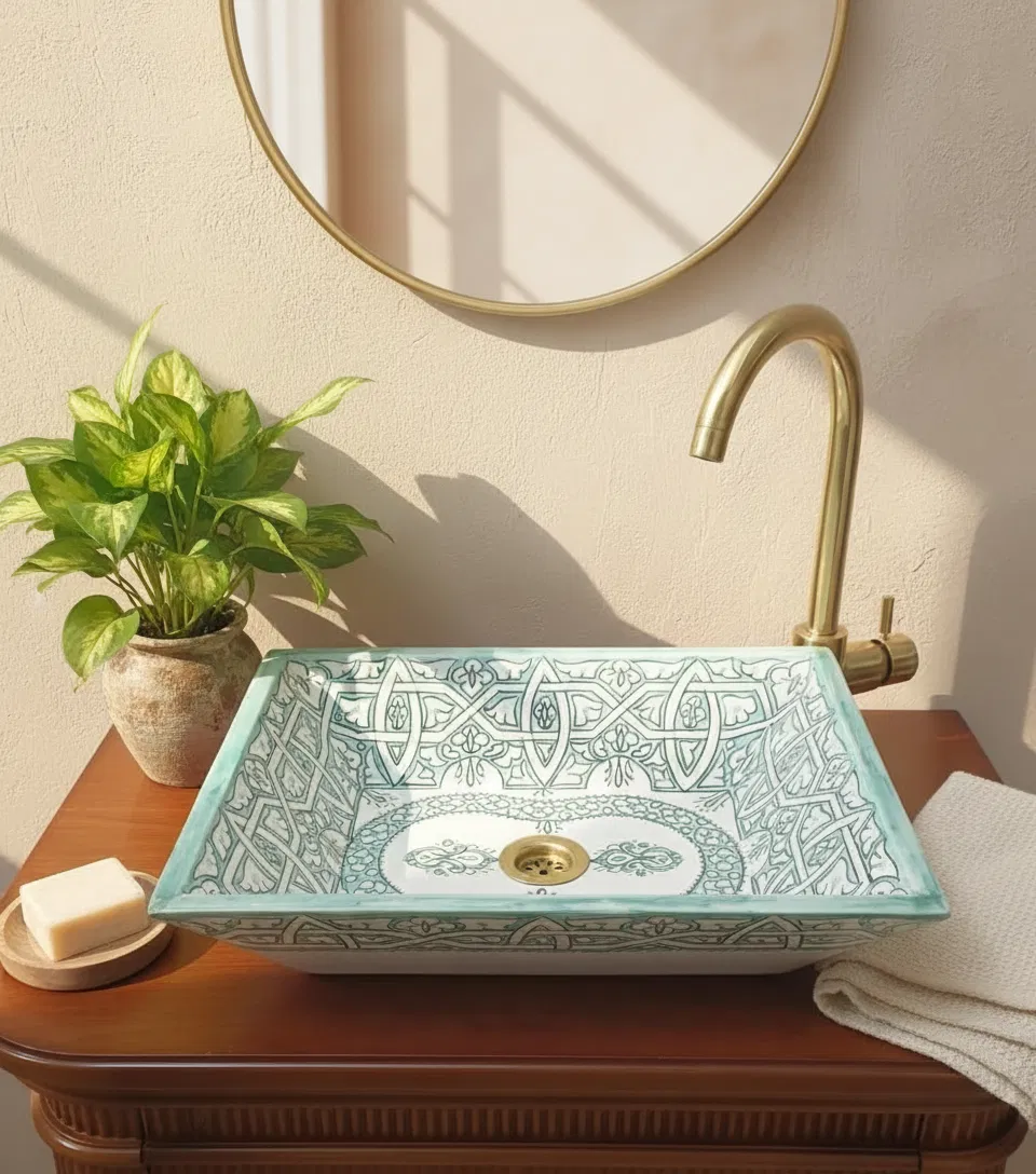 Moroccan Ceramic Sink -  handmade sink - Rectangular Sink free shipping