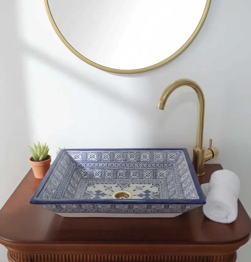Moroccan Ceramic Sink | Handmade Rectangular Farmhouse Basin | Free Shipping & Lifetime Guarantee