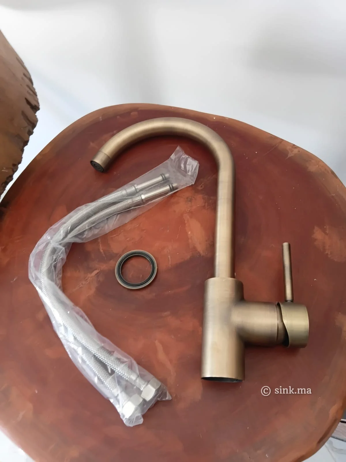 Swan Neck Unlacquered Brass faucet, Unlacquered Brass Bathroom Faucet, free shipping