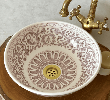 Luxury Moroccan Ceramic Basin | Hand-Painted Artisan Vanity Sink | Authentic Oriental Bathroom Fixture-free shipping