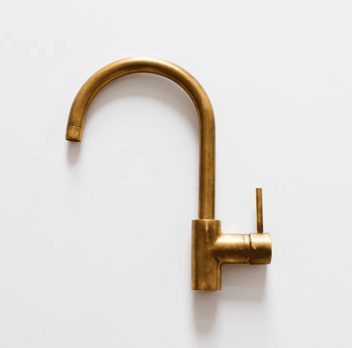 Swan Neck Unlacquered Brass faucet, Unlacquered Brass Bathroom Faucet, Island Faucet,