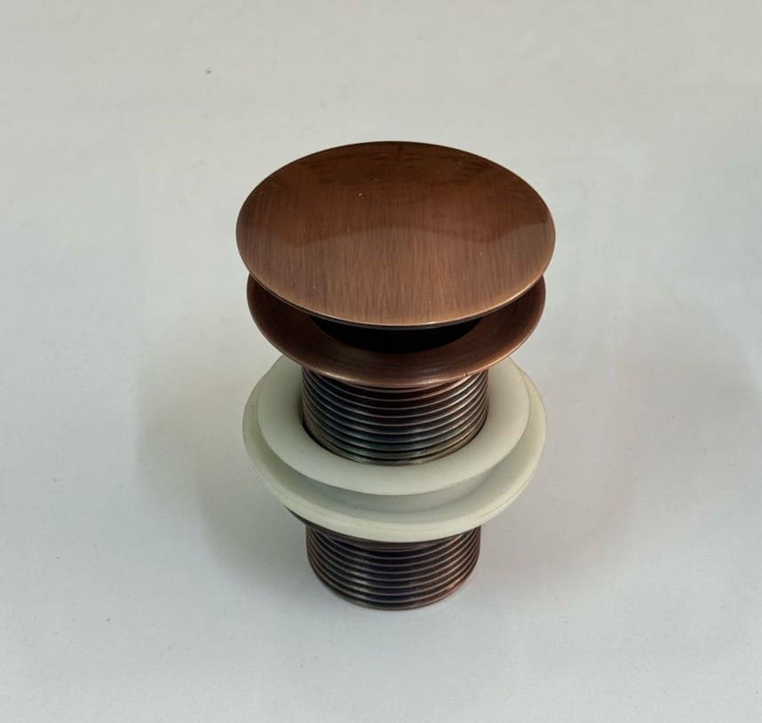 Solid Copper Sink Drain & Strainer Assembly - Brushed & Unlacquered