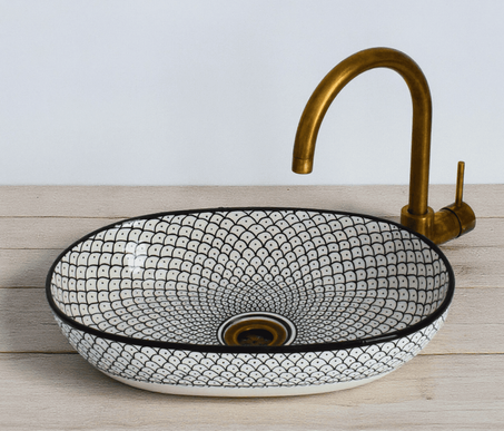 Handmade Moroccan Oval Ceramic Bathroom Sink –  Vessel Basin free shipping