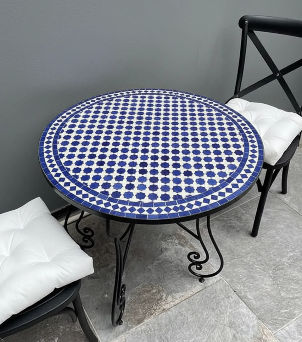 Moroccan Mosaic Bistro Table, Green Tile table, Outdoor Dining free shipping
