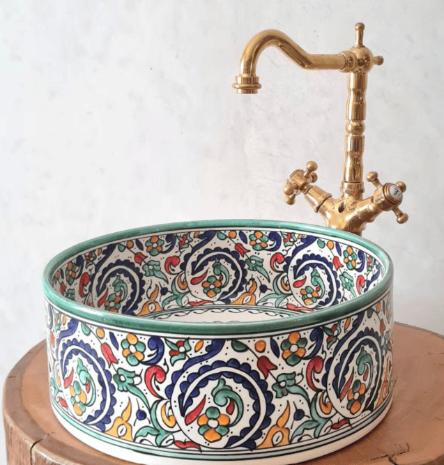 Moroccan Sink Washbasin Wash Basin Ceramic Handmade Hand Painted - Moroccan Pottery washbasin - free shipping