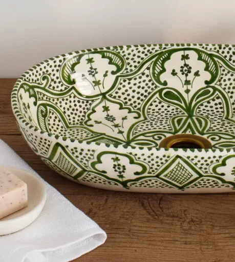 Oval Ceramic Bathroom Basin, Colorful Artisanal Sink for Vanity free shipping