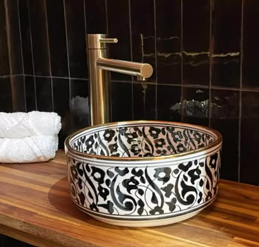 Moroccan Bathroom Sink – Handmade Ceramic Countertop Vessel free shipping