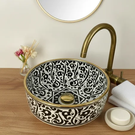 handmade  Flower Ceramic Bathroom sink - CUSTOMIZABLE  Bathroom Sink ,morocan sink