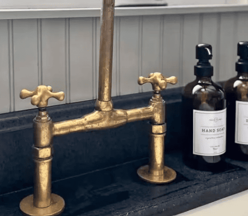 brass Bridge Faucet, unlacquered brass faucet- Kitchen Faucet -free shipping