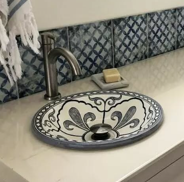 Authentic Moroccan Sink – Hand-Painted Ceramic Wash Basin | Boho Bathroom Decor