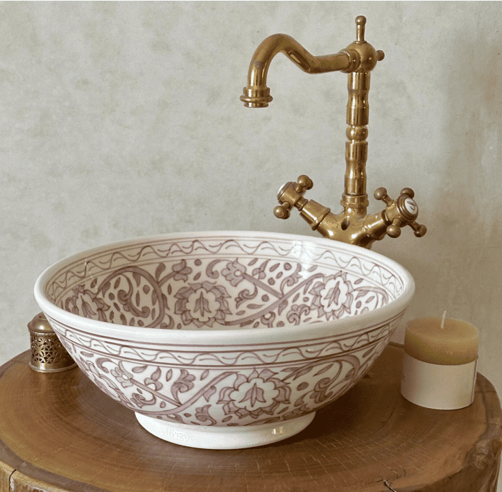 Luxury Moroccan Ceramic Basin | Hand-Painted Artisan Vanity Sink | Authentic Oriental Bathroom Fixture-free shipping