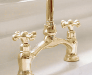 Brass Bridge faucet, Aged Brass Kitchen Sink Faucet, Vintage Lever Handles